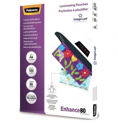 FELLOWES 100 pezzi Pouches per plastificare formato A4 80my Enhance 5306114