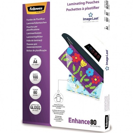 FELLOWES 100 pezzi Pouches per plastificare formato A4 80my Enhance 5306114